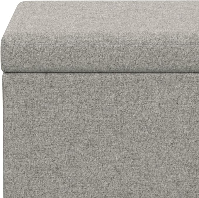 SIMPLIHOME Avalon 54 inch Wide Contemporary Rectangle Extra Large Storage Ottoman Bench in Cloud Grey Polyester Linen Fabric, Assembled, for The Living Room, Entryway and Family Room