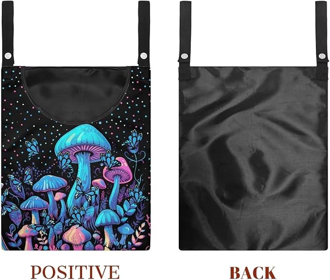 Blue Mushroom Adjustable Door-Hanging Laundry Clothespin Bag Clothespin Storage Bag Laundry Clothespin Bag, Hanging Storage Organizers with Hanging Rope for Home Outdoor