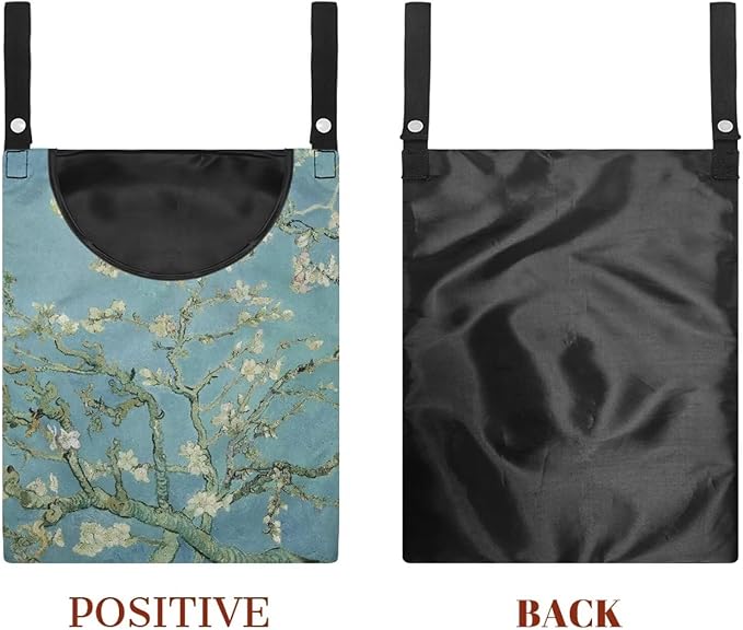 Almond Blossom Print Max Capacity Clothespin Storage Bag 14.5x12in - Generous Opening for Quick Loading - Sturdy Hanging Solution for Outdoor Clotheslines & Indoor Laundry Areas