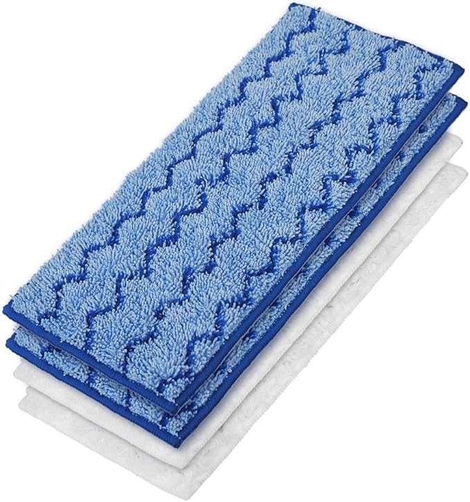 KEEPOW Reusable Mop Pads Compatible with Swiffer Wet Jet Mop Starter, Replacement Microfiber Refills for Wet and Dry Sweeping, 4 Pack