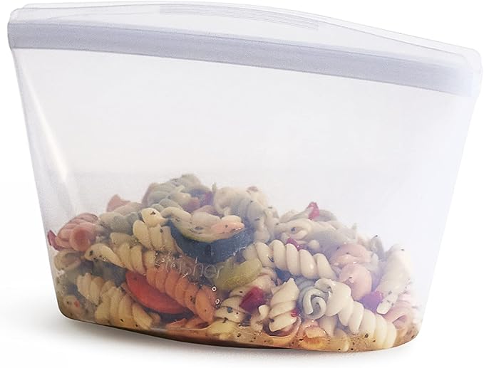 Stasher Premium Silicone Reusable Food Storage Bowl, 4-Cup, Clear, Microwave, Sous Vide, Dishwasher, Oven and Freezer Safe, Travel Container, BPA Free, Leak-free, Eco-friendly