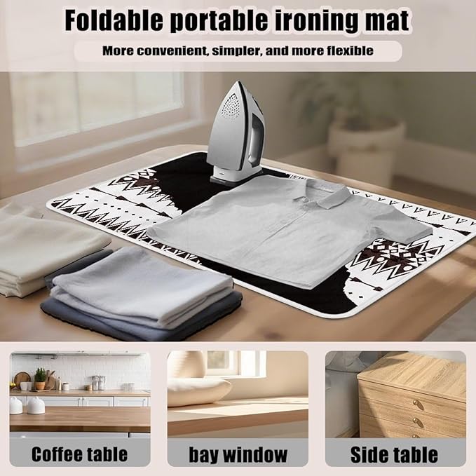 Aztec Print Ironing Mat Portable Ironing Pad Blanket for Table Top Heat Resistance Foldable Lightweight 32 x 16 Inch Small Ironing Pads for Washer,Dryer,Countertop
