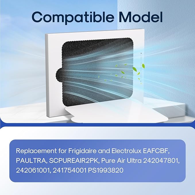 ICEPURE AF001 Compatible with EAFCBF Refrigerator Air Filter, Pure Air Ultra, Pure Air Ultra, PAULTRA, SCPUREAIR2PK, 242047801, 242061001, 241754001, 241754002, PS1993820, 7241754001, 6PACK