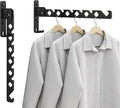 Wall Mounted Clothes Drying Rack, Wall Clothes Hanger Hook for Laundry Room Hanger Foldable, Wall Clothes Rack Indoor, Perfect for Small Spaces, Matte Black 2 Packs