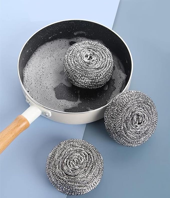 Steel Wool Scrubber - Steel Wool for Cleaning Dish Pots Pans Grills Stainless Steel Scrubber for Kitchen Sinks Cleaning Steel Wool Pads Metal Scrubber (24)