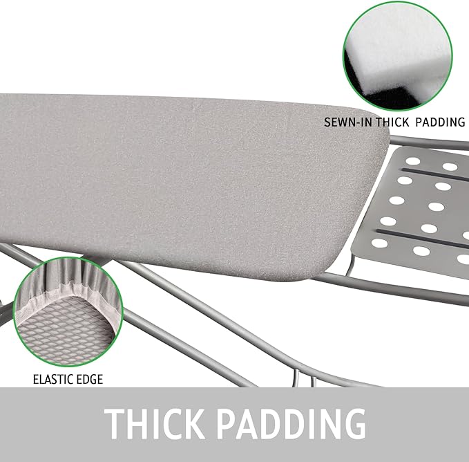 Ironing Board Cover and Pad 15x54 Inch Standard Ironing Board Cover with Elastic Edge and Hook and Loop Fasteners Scorch and Stain Resistant Cotton Ironing Covers with Thick Padding