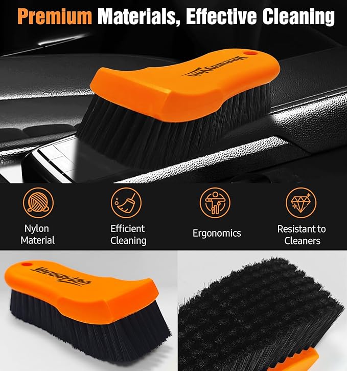 YeewayVeh 2PCS Leather Cleaning Brush, Horse Hair Brush for Car Leather Seat, Fabric, Shoes and Furniture, Soft Detailing Brush for Carpets, Seat Belts and Car Interior