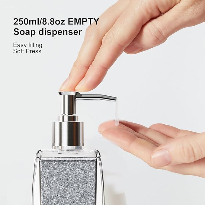 Black Soap Dispenser with Refillable Plastic Pump for Bathroom Sink or Kitchen Counter, Ideal for Hand Soap, Liquid Soap, Dish Soap, or Lotion Use