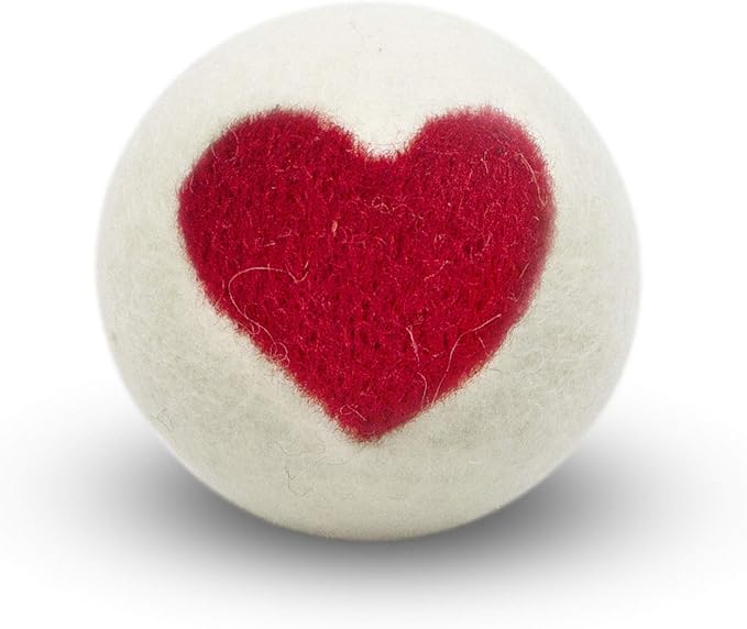 Friendsheep Wool Dryer Balls Red Heart 6 Pack XL Organic Premium Reusable Cruelty Free Handmade Fair Trade No Lint Fabric Softener - One Love