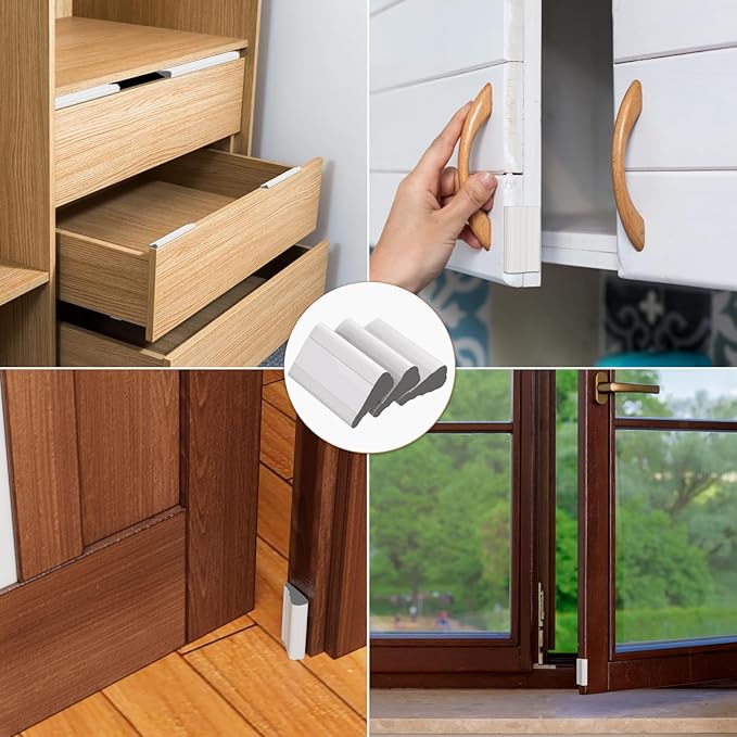 Wedge-Shape Window Weather Stripping Door Frame Seal Strip 196” White,Upgrade Black Foam,Soundproofing,Draft Stopper,Winter Insulation,Noise Blocker, Gap Filler for Exterior Front Door Side