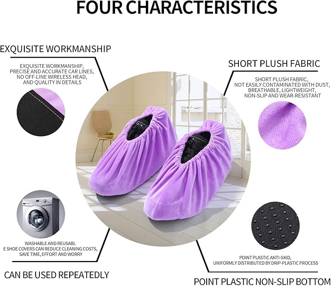 5 Pairs Reusable Non Slip Shoe Covers, Premium Soft Washable Thickened Boot Shoe Covers for Household, Office, Laboratory