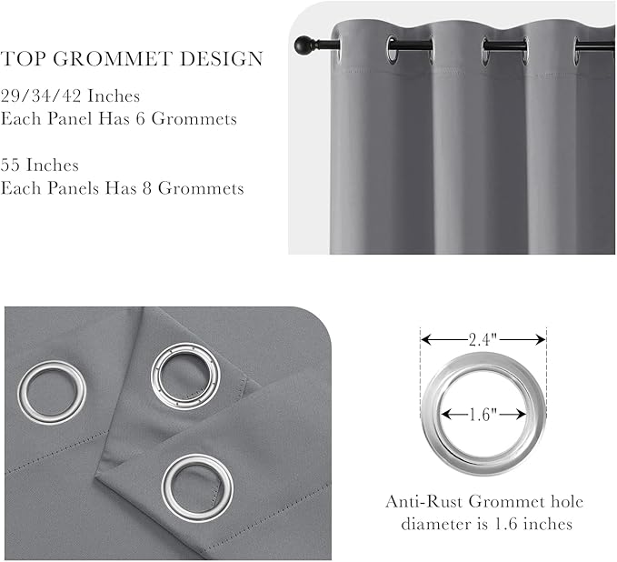 PONY DANCE Sliver Grey Blackout Curtains for Bedroom 63 Inch Length 2 Panels Set, Thermal Insulated Energy Saving Grommet Top Window Treatment Drapes for Living Room, W34 x L63 Inch