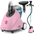 SALAV GS18-DJ Standing Garment Steamer with Roll Wheels for Easy Movement, 1.8L Water Tank for 1 Hour Continuous Steaming, Adjustable Pole for Storage, Includes Descaler Packet, 1500 watts - Pink