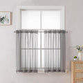 Chyhomenyc Sheer Curtains Tiers 42W x 24L Inches, Light Filtering Small Curtains, Short Bathroom Living Room Cafe Basement Voile Window Curtain, Rod Pocket, 2PCS, Charcoal Grey