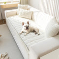 OTOB Sofa Covers for 3 Cushion Couch Washable, Fuzzy Non Slip Pet Friendly Couch Cover Protector Love Seat, All Seasons Soft Plush Furniture Bed Mats Sofa Slipcovers (Cream, 31.5" x 70.9'')