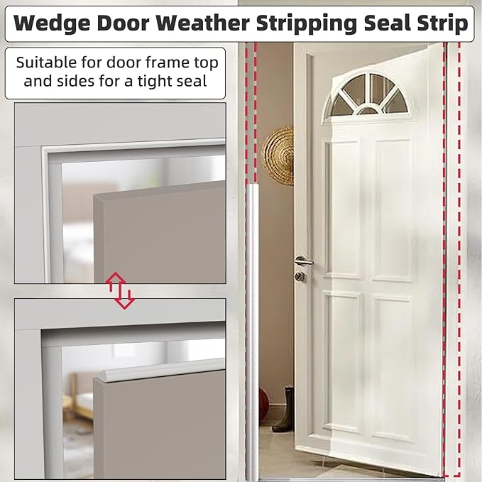 3 Pack*16.4 Ft Weather Stripping Seal Strip for Doors,Soundproofing Window Insulation Draft Stopper for Winter, Selfadhesive Foam Weather Strip for Door Frame,Door Gap Filler Noise Blocker(White)