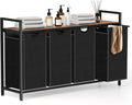 Laundry Hamper, Laundry Sorter with 4 Pull-Out Removable Oxford Fabric Bags Cloth Laundry Basket 4 x 10 Gallons (Black and Rustic Brown)