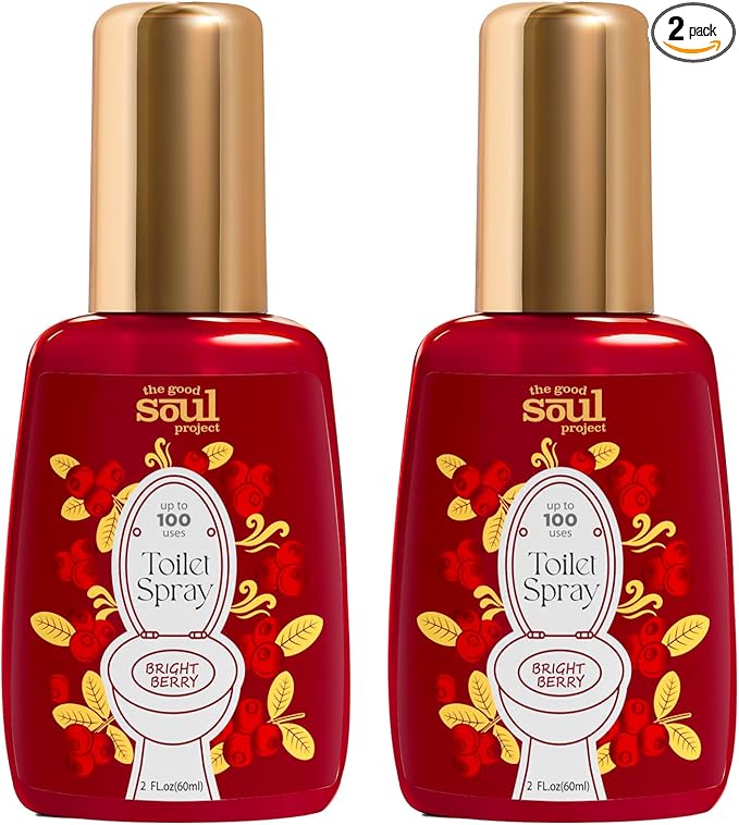 Holiday Toilet Spray, Bright Berry, 4 Fl.Oz, Up to 200 Uses, Travel Essentials, Bathroom Odor Deodorizer, Air Freshener Spray