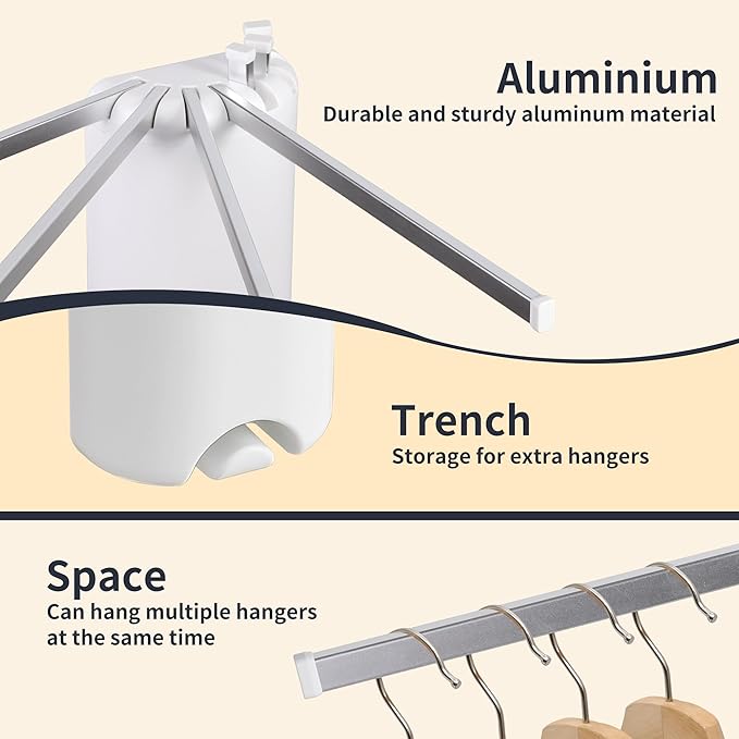 Wall Mounted Clothes Drying Rack Tripod,Foldable Drying Rack,Wall Mounted Dryer Rack Clothing,Over The Door Drying Rack for Laundry Bedroom Household Aluminium
