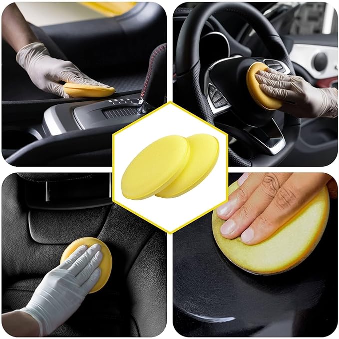 psler Foam Car Wax Applicator Pad Foam Applicator Pads Detailing Round 4 inch Polishing Sponges for Car Wax Applicator Pad 24 Pack-Yellow