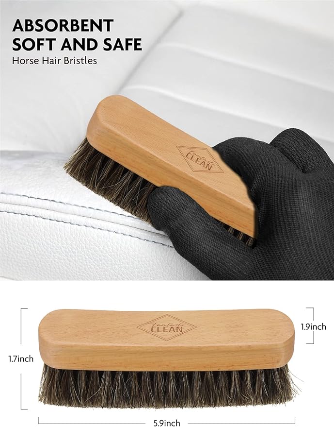 Fantasticlean 9PCS Car Interior Detailing Set, Microfiber Cloth & Applicator, Single-Head Detailing Brushes, Natural Bristles, Scratch-Free & Ultra-Soft for Seats Leather Care or Cleaning