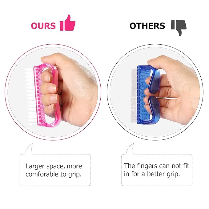 Handle Grip Nail Brush, Hand Fingernail Brush Cleaner Scrubbing Kit Pedicure for Toes and Nails Men Women (4 Pack)