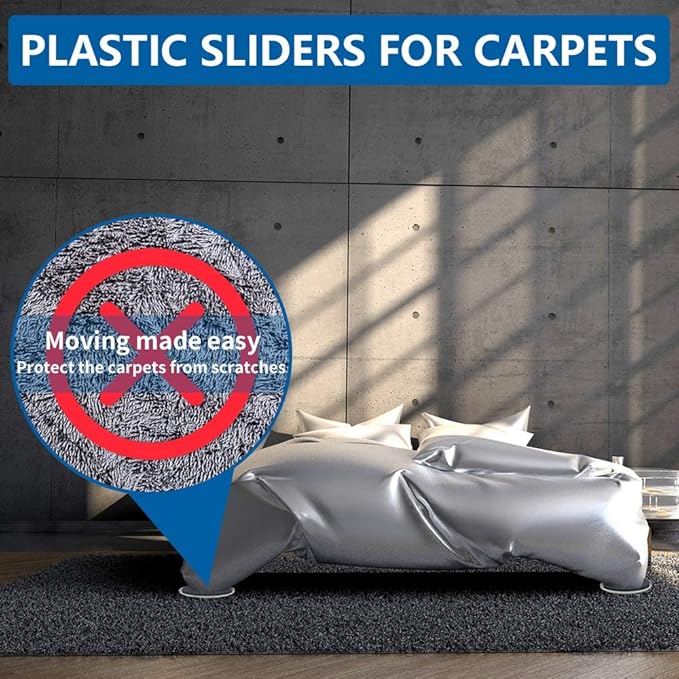 Furniture Sliders, Multi-Surface Furniture Movers Sliders for Carpet and Hardwood Floors, 4 Pack 3 1/2" Moving Pads and 4 Hardwood Socks, Slide Furniture on Any Surface Easily!