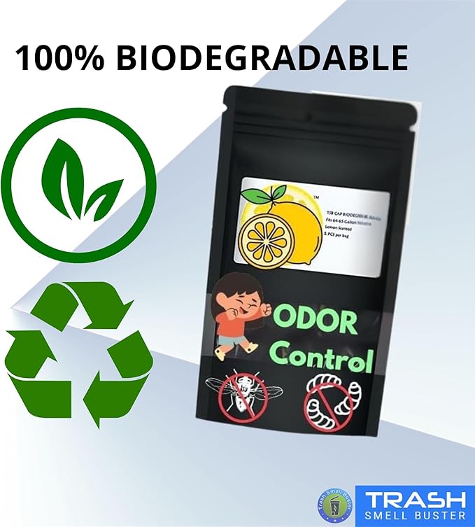 | Odor Eliminating Trash Can Cover for 95 Gallon Outdoor Bins | Lemon Scented with Elastic Band | Eliminates Trash Odor Naturally | 1 Durable Cover