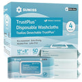 SUNKISS Trustplus Wet Wipes for Adult No Rinse, Extra Large 8”x12” Body Cleaning Washcloths for Elderly Incontinence & Cleansing, Fresh Scented, 200 Count (4 Packs of 50)