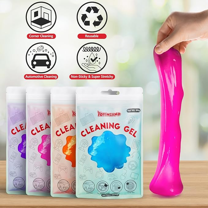Car Cleaning Gel, 4 Pack Car Cleaning Putty, Universal Auto Deatiling Tools, Reusable Interior Cleaner for Car Keyboard Air Vent, Car Slime Cleaner Dust Cleaning Gel