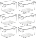 Clear Plastic Storage Bins with Lids, Perfect for Kitchen Organization or Pantry Organization and Storage, Stackable Fridge Organizer Bins, Storage Containers for Organizing, Cabinet Organizers