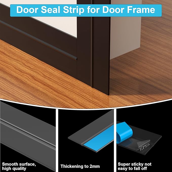 Weather Stripping Door Seal, Silicone Strip for Frame and Gaps Draft Stopper,Glass Shower Door Sweep, Black, 20 Feet x 2 Inch
