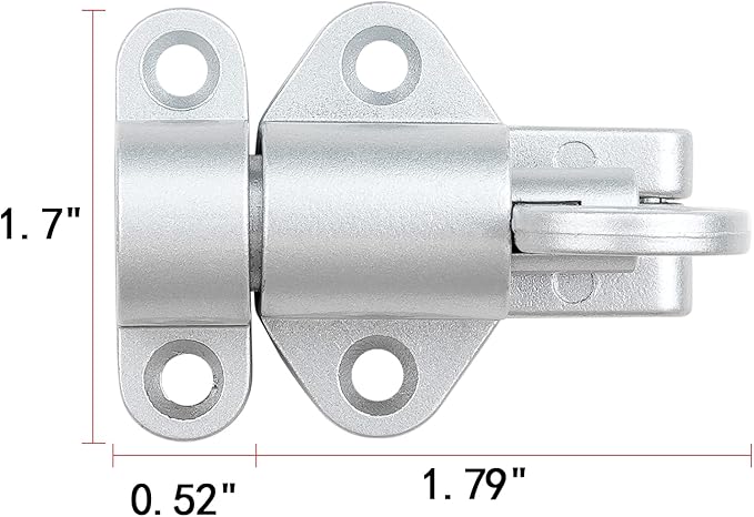 6 Packs Self-Closing Latches，Silver Gray Spring Door Lock，Resilient Bolt Latch Aluminum Alloy Safety Automatic Spring Barrel Slide Door Lock with Screws,Used for Gate,Window and Cabinet etc