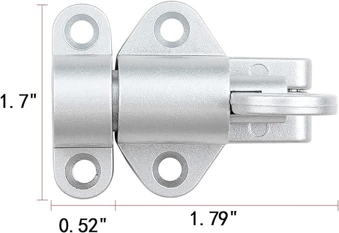 4 Packs Self-Closing Latches，Silver Gray Spring Door Lock，Resilient Bolt Latch Aluminum Alloy Safety Automatic Spring Barrel Slide Door Lock with Screws,Used for Gate,Window and Cabinet etc