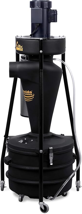 Oneida Air Systems 1.5 HP / 120V Mini-Gorilla® Portable HEPA-GFM Cyclone Dust Collector with U.S. Motor, Premium Filter, Liner Bag Holder, Bin View Window