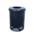 COATEDOUTDOORFURNITURE RFT-P-TXTDBL Heavy Duty Round Trash Receptacle with Flat Top, Liner Included, 32 Gallon, Textured Dark Blue, Made in America