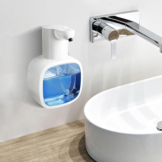 Automatic Liquid Soap Dispenser with 500ml /17oz Capacity, Touchless Soap Dispenser with 4 Level Adjustable, Rechargeable, Wall-Mounted, Waterproof for Kitchen, Bathroom, Hotel, Restaurant