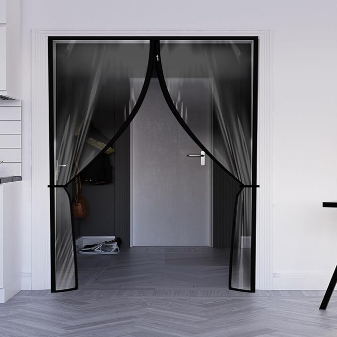 Amylove Zipper 72 x 80 Inch Dust Barrier Door Kit Construction Door Barrier 6 x 6.7 ft Reusable Plastic Curtain Cover Containment Standard Doorway Temporary Wall Screen Sheeting for Bathroom Hallway