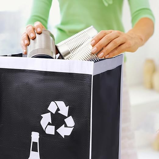 Large Recycle Waste Bag for Kitchen Home- Large Indoor Recycling Bins Trash Sorting Organizer, Reusable and Waterproof, 2 Pack