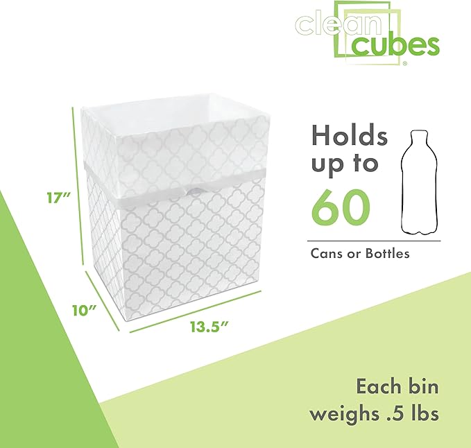 13 Gallon Disposable Pop-Up Trash Cans (3-Pack) with Fitted Bags – Foldable Garbage & Recycling Bins for Parties, Events & Kitchen (Trellis, 17" H x 13.5" W x 10" D)