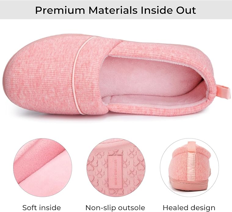 HomeTop Women's Comfy Loafer Slippers Lightweight Memory Foam Non-slip Indoor House Shoes