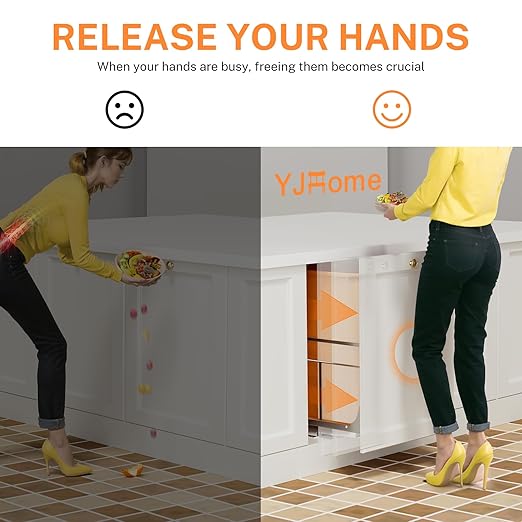 YJHome Pull Out Trash Can Under Cabinet with Push to Open Slides, Garbage Can Not Included, Cabinet Trash Can Pull Out Kit with Door Mounting Kit, Requires Minimum Cabinets Opening 15" W