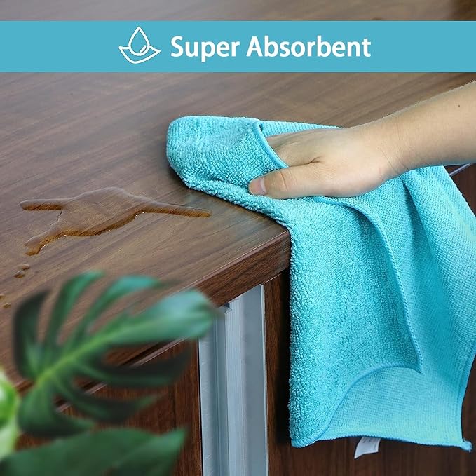 HOMEXCEL Microfiber Cleaning Cloth,150 Pack Cleaning Rags, Cleaning Towels with 4 Color Assorted,11.5"X11.5" Shop Towels (Green/Blue/Yellow/Pink)