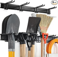 Wall Mount Tool Storage Rack, Heavy Duty Garage Storage Tool Organizer, Garden Tool Wall Hooks and Hangers, Hold Up to 350lbs (Black 6pcs)