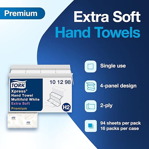 Tork Xpress Paper Towel Dispenser and Tork Extra Soft Multifold Hand Towels (16 Packs)