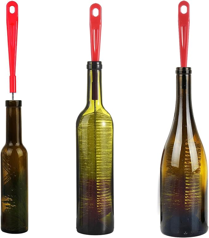 ALINK 3-Pack Long Red Bottle Cleaning Brush for Narrow Neck Beer, Wine, Kombucha, Hydroflask, Thermos, Sport Well, Carafe, Brewing Bottle Cleaner, 16 Inches