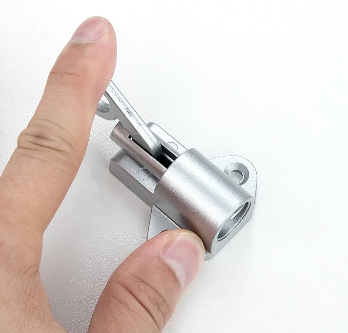 6 Packs Self-Closing Latches，Silver Gray Spring Door Lock，Resilient Bolt Latch Aluminum Alloy Safety Automatic Spring Barrel Slide Door Lock with Screws,Used for Gate,Window and Cabinet etc