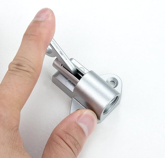 4 Packs Self-Closing Latches，Silver Gray Spring Door Lock，Resilient Bolt Latch Aluminum Alloy Safety Automatic Spring Barrel Slide Door Lock with Screws,Used for Gate,Window and Cabinet etc