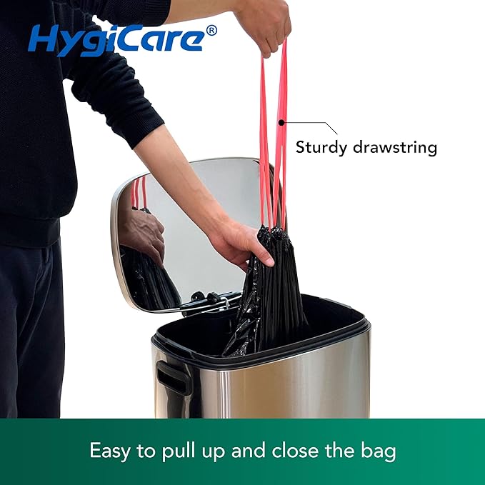 Ultra Strong 30 Gallon Trash Bags, Unscented 120 Count Drawstring Garbage Bags, Pre-Separated, Eco-friendly Materials, Leakproof, Sturdy, Black