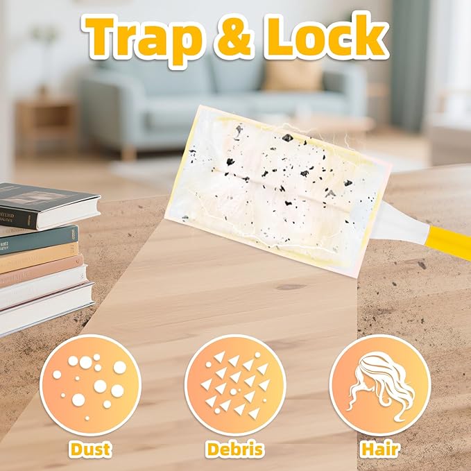 52 Count Disposable Duster Refills for Cleaning, 180° Dusters Refills Compatible with Swiffer Handles (Yellow, 50 Count Dust Removal Brushes + 1 Standard Handle + 1 Extended Handle)